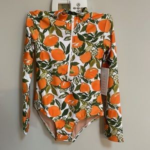 Mott50 Mini Mila Le'Orangerie Print Girls One Piece Swimsuit, size 8